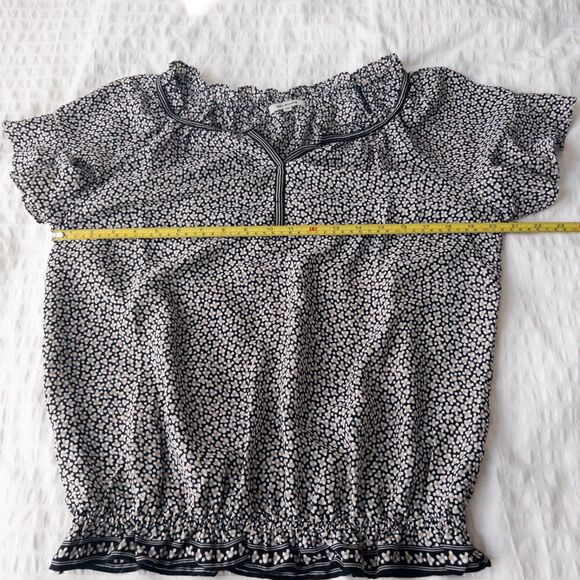 Boho Prairie Peasant Ruffle Blouse w/ Flutter Sleeves Max Studio Size M - Picture 12 of 13